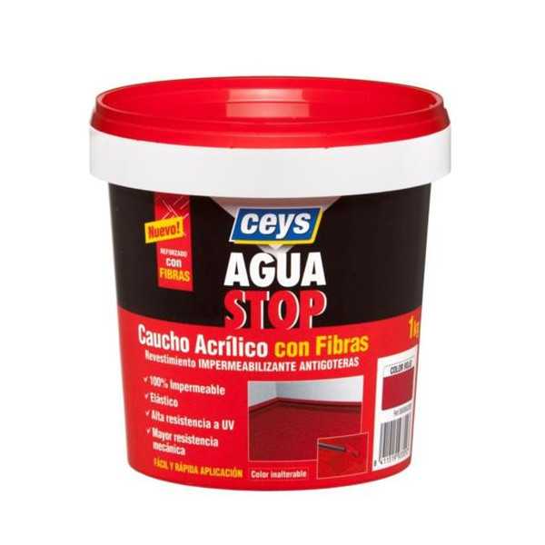 Aquastop Caucho Acrílico con Filtros 1 Kg. rojo [LOTE DE 4 Unidades] AGUASTOP CEYS