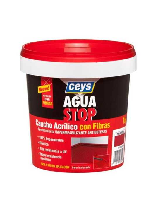 Aquastop Caucho Acrílico con Filtros 1 Kg. rojo [LOTE DE 4 Unidades] AGUASTOP CEYS