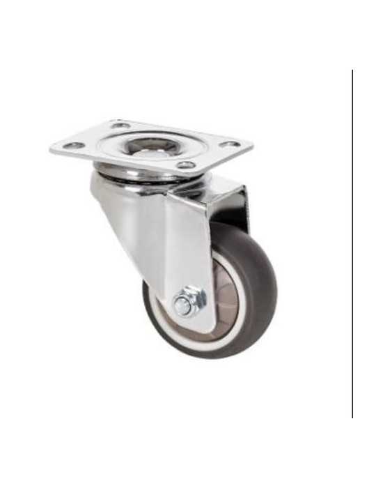 Rueda Giratoria con Placa y Goma Gris 50MM [LOTE DE 4 Unidades] ALEX