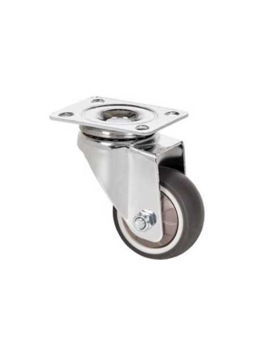 Rueda Giratoria con Placa y Goma Gris 60MM [LOTE DE 4 Unidades] ALEX