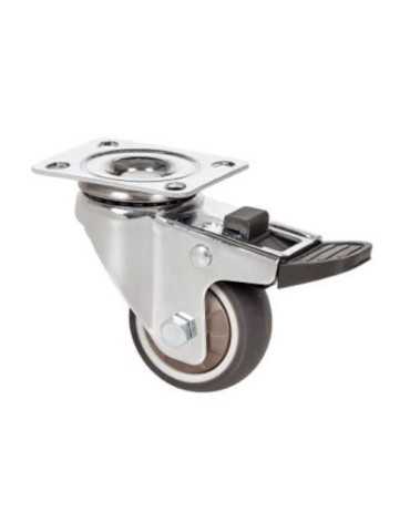 Rueda Giratoria de Placa con Freno Goma Gris 40MM [LOTE DE 4 Unidades] ALEX