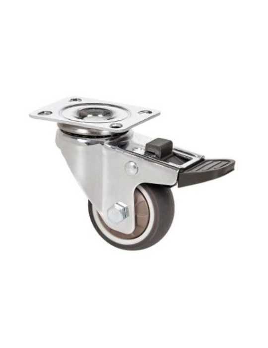 Rueda Giratoria de Placa con Freno Goma Gris 40MM [LOTE DE 4 Unidades] ALEX