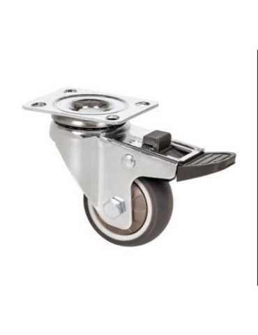 Rueda Giratoria de Placa con Freno Goma Gris 50MM [LOTE DE 4 Unidades] ALEX