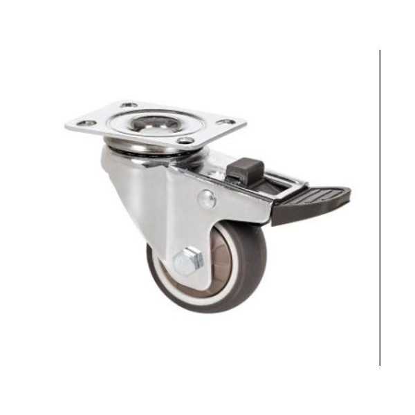 Rueda Giratoria de Placa con Freno Goma Gris 50MM [LOTE DE 4 Unidades] ALEX