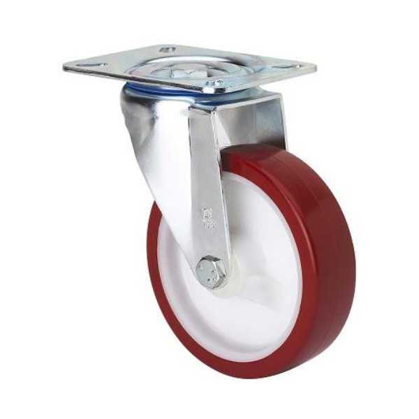 Rueda Poliuretano Roja Giratoria 100 mm 2-2356 [LOTE DE 2 Unidades] ALEX