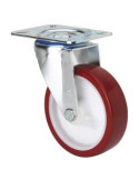 Rueda Poliuretano Roja Giratoria 125 mm 2-2357 [LOTE DE 2 Unidades] ALEX
