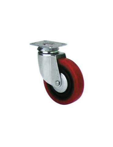 Rueda Poliuretano Roja Giratoria 80 mm 2-2461 [LOTE DE 4 Unidades] ALEX