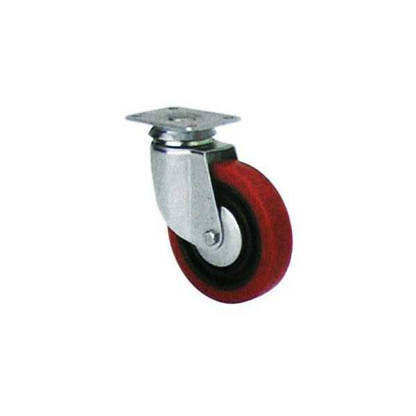 Rueda Poliuretano Roja Giratoria 80 mm 2-2461 [LOTE DE 4 Unidades] ALEX