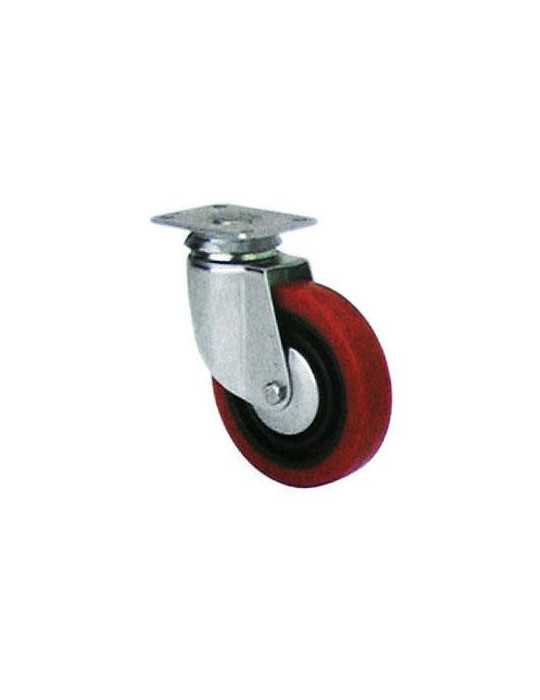 Rueda Poliuretano Roja Giratoria 80 mm 2-2461 [LOTE DE 4 Unidades] ALEX