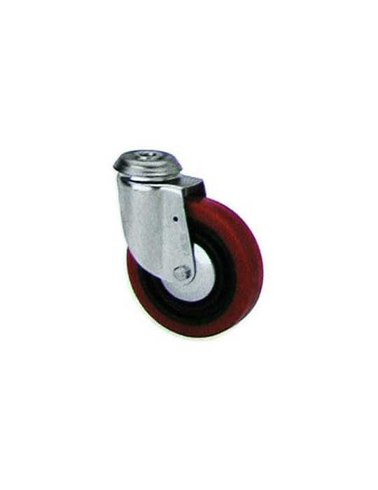 Rueda Poliuretano Roja Giratoria 60 mm 2-2525 [LOTE DE 4 Unidades] ALEX