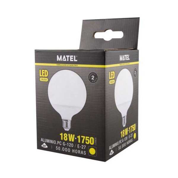 Bombilla LED Globo G120 E27 18 Watios Cálida 21944 [LOTE DE 4 Unidades] ALFA