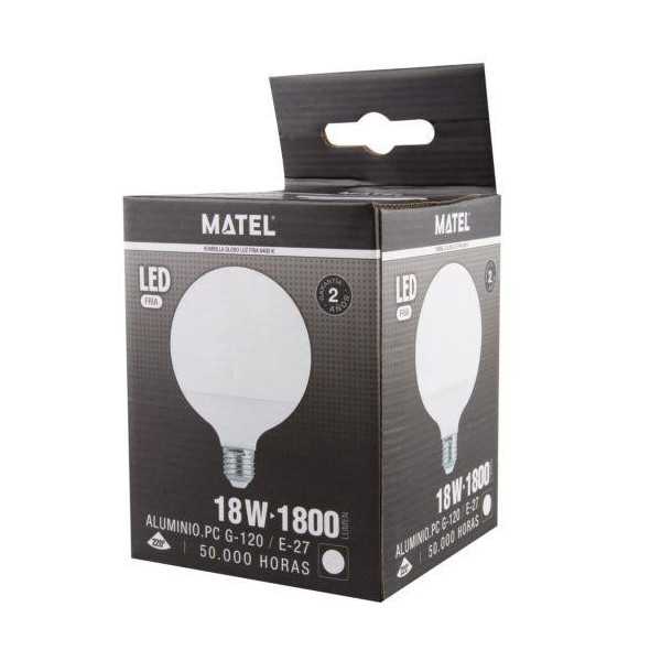 Bombilla LED Globo G120 E27 18 Watios Fria 21945 [LOTE DE 4 Unidades] ALFA