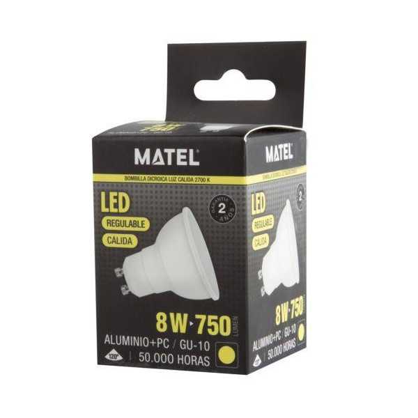 Bombilla LED Dicroica 120 Regul. GU10 8W Cálida [LOTE DE 4 Unidades] ALFA