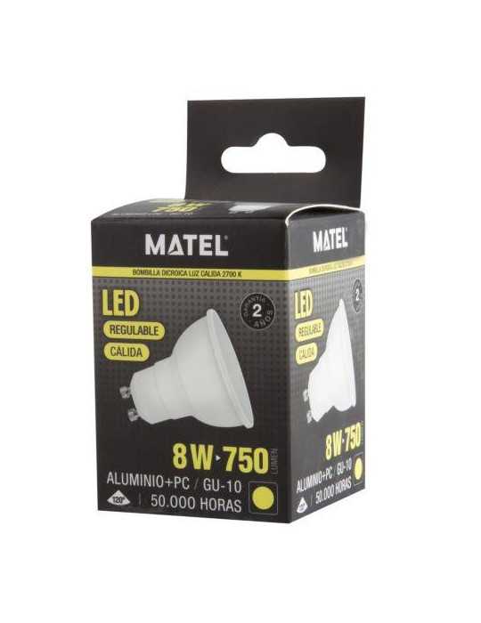 Bombilla LED Dicroica 120 Regul. GU10 8W Cálida [LOTE DE 4 Unidades] ALFA