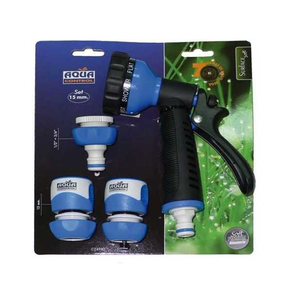 Set de Pistola 7FORMAS + Conectadores Bimat 15 mm [LOTE DE 2 Unidades] AQUACENTER