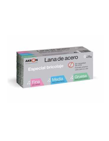 Bobina Lana Acero Sur. fina-Mediano-Gruesa 6X25 gr [LOTE DE 8 Unidades] BARLESA