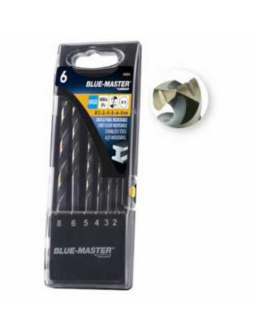 Est. 6 Brocas Hssco Antislip Inoxidable Ø2-3-4-5-6-8 mm [LOTE DE 2 Unidades] BLUE MASTER