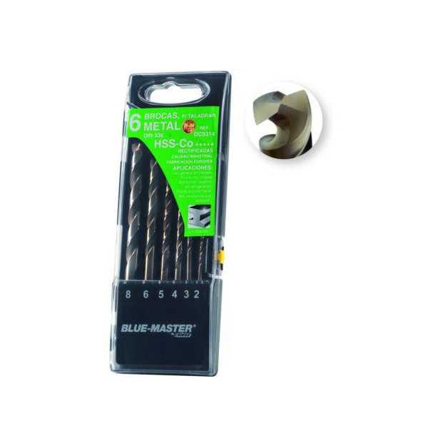 Est. 6 Broca HSS Co DIN338 Ø 2-3-4-5-6-8 mm DC9314 [LOTE DE 2 Unidades] BLUE MASTER