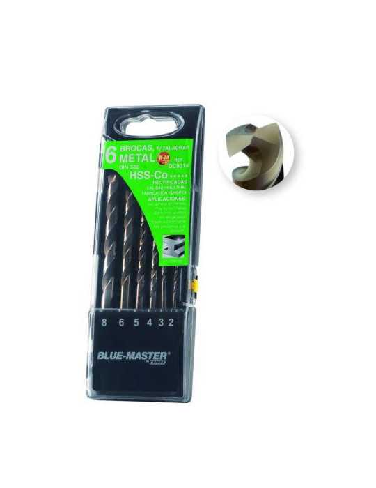 Est. 6 Broca HSS Co DIN338 Ø 2-3-4-5-6-8 mm DC9314 [LOTE DE 2 Unidades] BLUE MASTER
