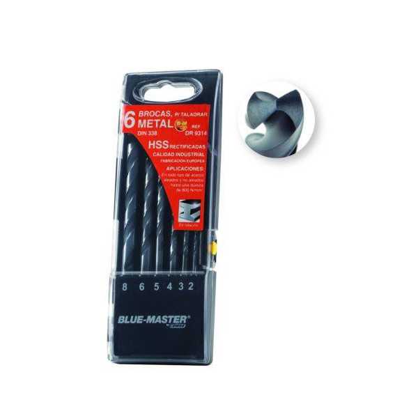 Est. 6 Broca HSS DIN338 Ø 2-3-4-5-6-8 mm DR9314 [LOTE DE 4 Unidades] BLUE MASTER