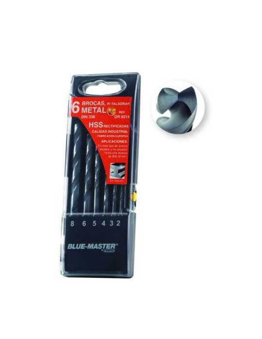 Est. 6 Broca HSS DIN338 Ø 2-3-4-5-6-8 mm DR9314 [LOTE DE 4 Unidades] BLUE MASTER