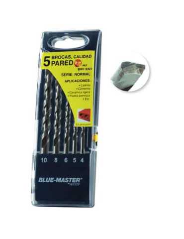 Est. 5 Broca Pared Estándar Ø4-5-6-8-10MM BW19327 [LOTE DE 4 Unidades] BLUE MASTER