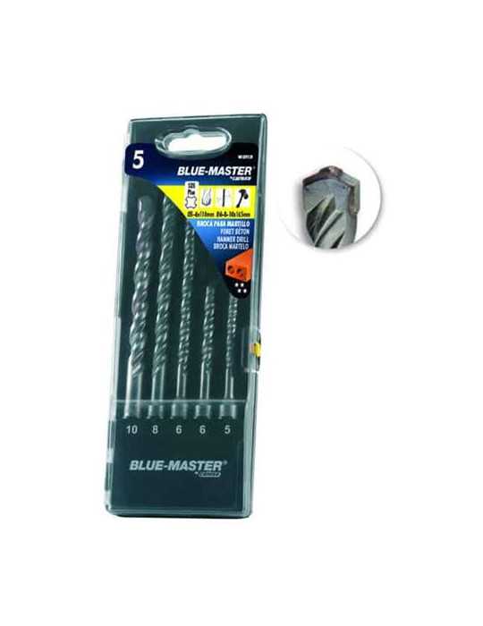 Estuches 5 Broca SDS-Plus Ø5-6X110MM Ø6-8-10X160MM [LOTE DE 2 Unidades] BLUE MASTER
