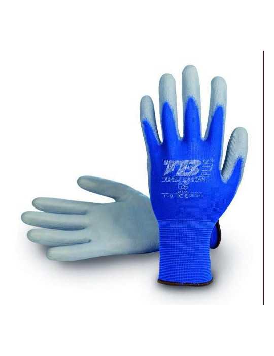 Guante Nylon Azul Poliuretano Gris 500AZ URETAN-7 [LOTE DE 20 Unidades] BODERO