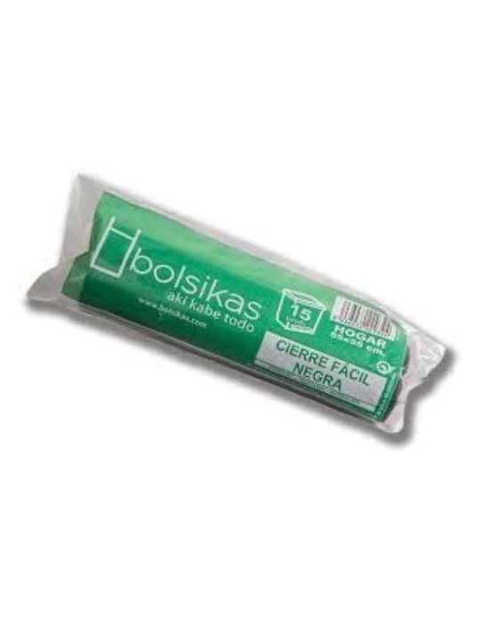 Bolsa Basura 55X55 Negra Autocierre G-90 30L R-15 [LOTE DE 24 Unidades] BOLSIKAS