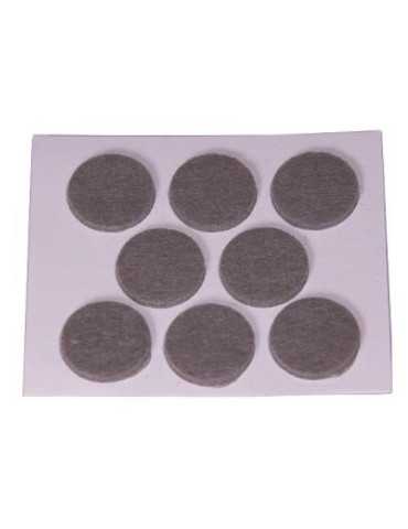 Fieltro Adhesivo Disco 25 mm Gris DISPLAY-8 [LOTE DE 32 Unidades] BRINOX