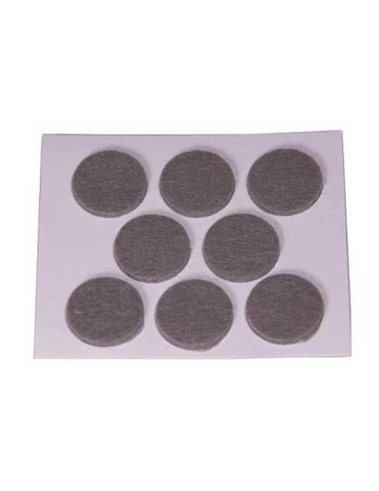 Fieltro Adhesivo Disco 25 mm Gris DISPLAY-8 [LOTE DE 32 Unidades] BRINOX