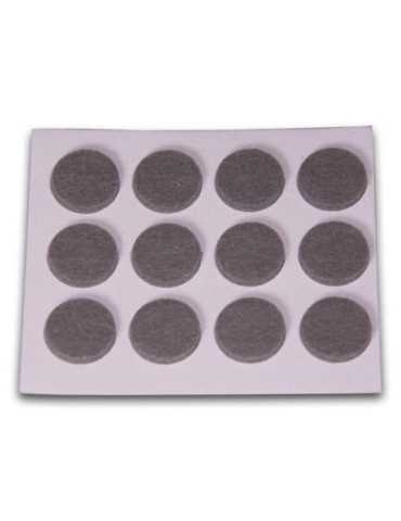 Fieltro Adhesivo Disco 20 mm Gris DISPLAY-12 [LOTE DE 32 Unidades] BRINOX