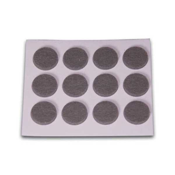 Fieltro Adhesivo Disco 20 mm Gris DISPLAY-12 [LOTE DE 32 Unidades] BRINOX