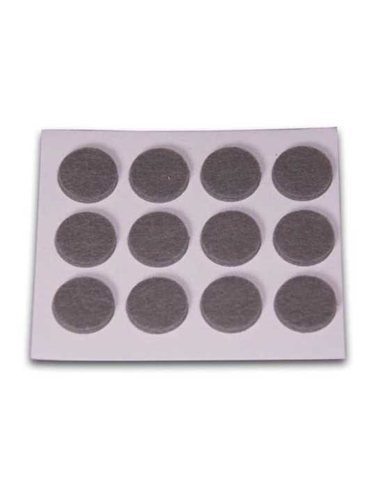 Fieltro Adhesivo Disco 20 mm Gris DISPLAY-12 [LOTE DE 32 Unidades] BRINOX