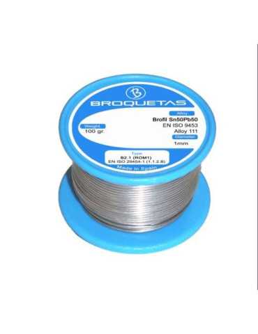Hilo Soldar Brofil 50SN/50PB Ø1MM. 100GR. CON Flux [LOTE DE 4 Unidades] BROQUETAS