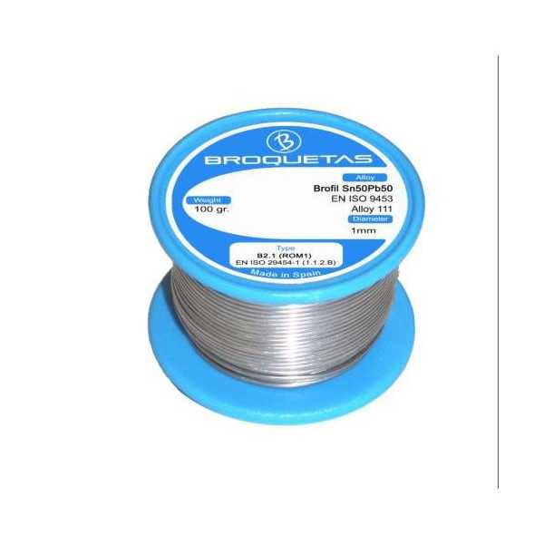 Hilo Soldar Brofil 50SN/50PB Ø1MM. 100GR. CON Flux [LOTE DE 4 Unidades] BROQUETAS