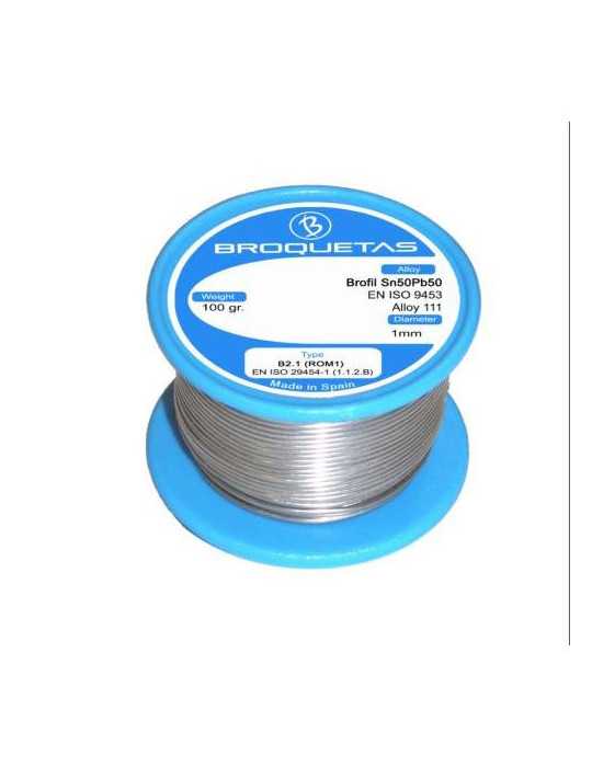 Hilo Soldar Brofil 50SN/50PB Ø1MM. 100GR. CON Flux [LOTE DE 4 Unidades] BROQUETAS