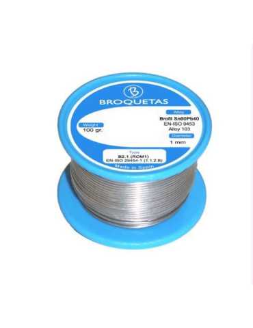 Hilo Soldar Brofil 60SN/40PB Ø1MM. 100GR. CON Flux [LOTE DE 4 Unidades] BROQUETAS