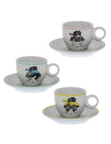Set 6 Tazas Cafe con Plato Porcelana 09107 [LOTE DE 2 Unidades] CAMACHO
