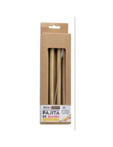 Set 4 Pajitas Reutilizables Bambú KV7271 [LOTE DE 12 Unidades] CMP PARIS