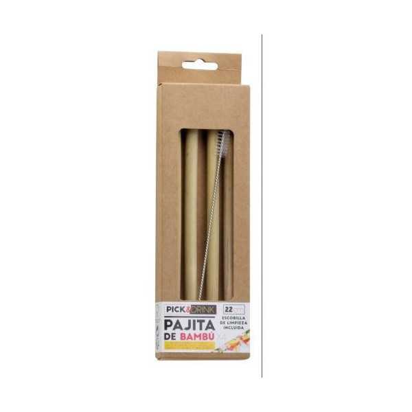 Set 4 Pajitas Reutilizables Bambú KV7271 [LOTE DE 12 Unidades] CMP PARIS