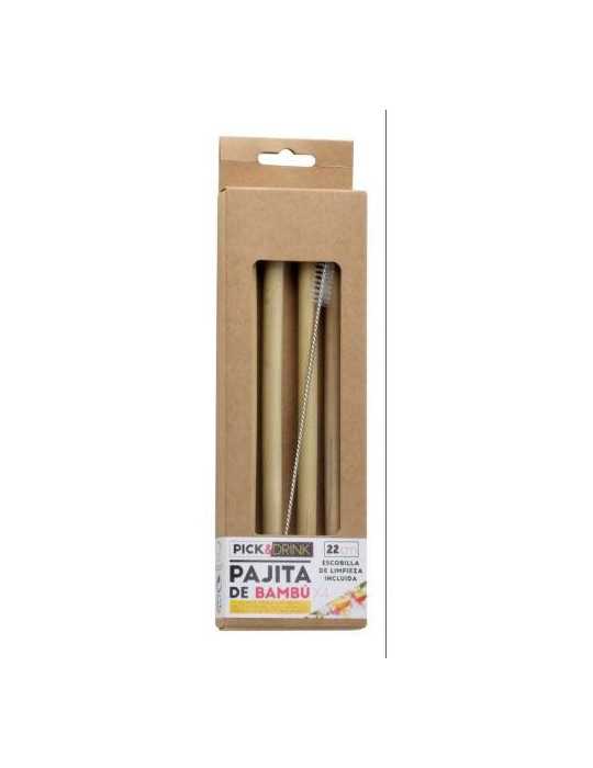 Set 4 Pajitas Reutilizables Bambú KV7271 [LOTE DE 12 Unidades] CMP PARIS