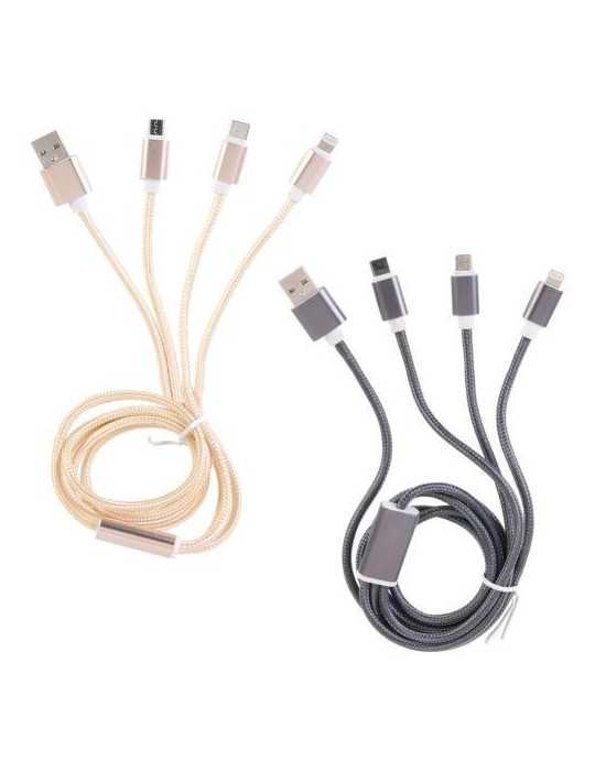 Cable USB 3 en 1 Micro USB-T C HT1980 Color Surtid [LOTE DE 8 Unidades] CMP PARIS