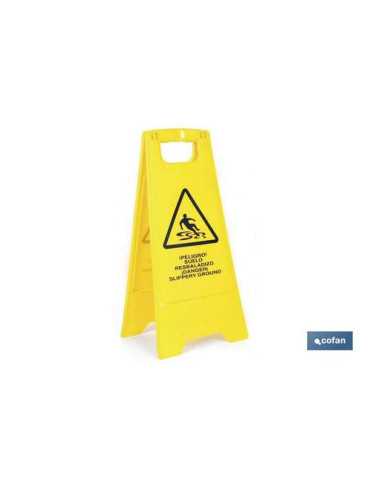 Señal Peligro Suelo Mojado Amarillo 21201090 [LOTE DE 4 Unidades] COFAN