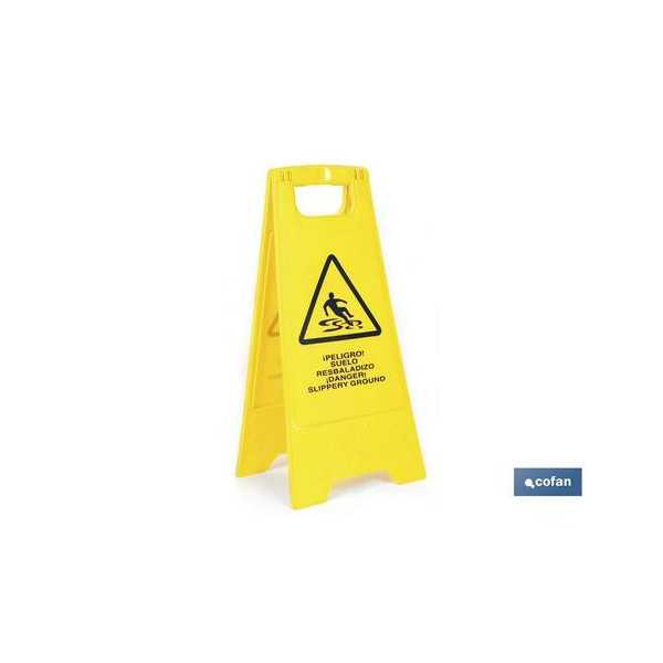Señal Peligro Suelo Mojado Amarillo 21201090 [LOTE DE 4 Unidades] COFAN