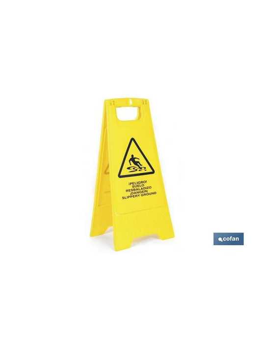 Señal Peligro Suelo Mojado Amarillo 21201090 [LOTE DE 4 Unidades] COFAN