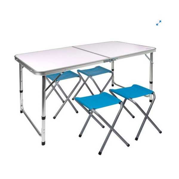 Mesa Camping con 4 Taburetes 120X60X70 cm 52893 COLOR BABY