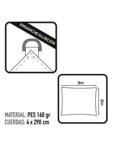 Toldo Sombreo Rectangular Poliéster 2X3M Blanco [LOTE DE 2 Unidades] COLOR BABY