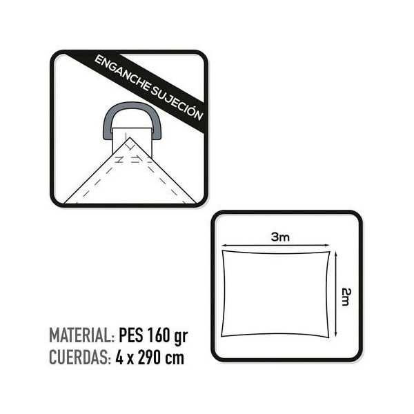 Toldo Sombreo Rectangular Poliéster 2X3M Blanco [LOTE DE 2 Unidades] COLOR BABY