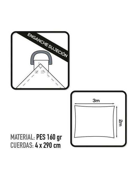Toldo Sombreo Rectangular Poliéster 2X3M Blanco [LOTE DE 2 Unidades] COLOR BABY